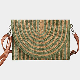 Gold Threads Mixed Straw Clutch Bag / Crossbody Bag