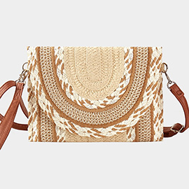 Multi Pattern Straw Clutch / Crossbody Bag