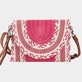 Multi Pattern Straw Clutch / Crossbody Bag