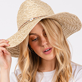 Straw Sun Hat with Straw Braided Evil Eye