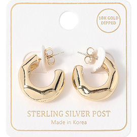 18K Gold Dipped Sterling Silver Post Chunky Mini Hoop Earrings