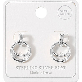 Silver Dipped Sterling Silver Post Geometric Shaped Earrings