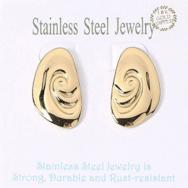 18K Gold Dipped Stainless Steel Swirl Plate Earrings