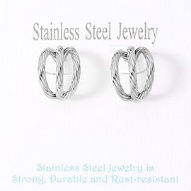 Stainless Steel Twisted Split Hoop Earrings