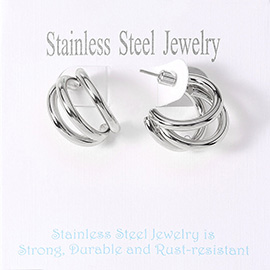 Stainless Steel Split Mini Hoop Earrings