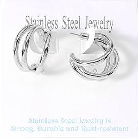 Stainless Steel Split Hoop Earrings