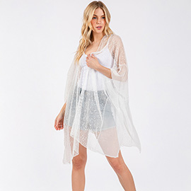 Sequin Embellished Mesh Cover Up Poncho