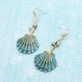 Sea Shell Natural Stone Beaded Dangle Earrings