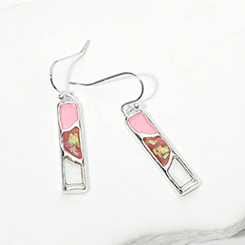 Abalone Enamel Bar Dangle Earrings