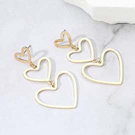 Metal Cutout Heart Link Dropdown Dangle Earrings