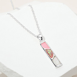 Abalone Enamel Bar Pendant Necklace