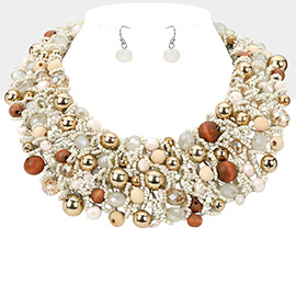 Metal Ball Faceted Beads Ball Wire Beaded Collar Necklace