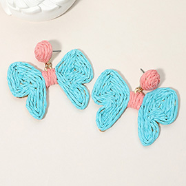 Twisted Raffia Bow Dangle Earrings