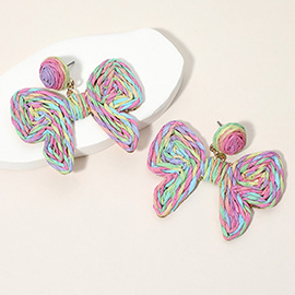 Twisted Raffia Bow Dangle Earrings