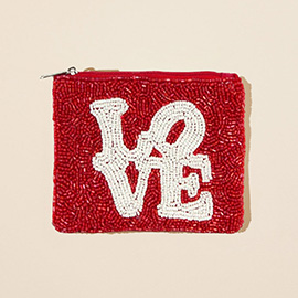 LOVE Message Seed Beaded Mini Pouch Bag