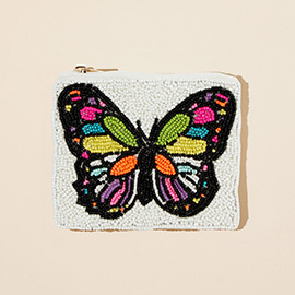 Butterfly Seed Beaded Mini Pouch Bag