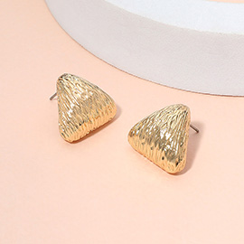 Textured Metal Puffy Triangle Stud Earrings