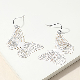 Metal Filigree Butterfly Dangle Earrings