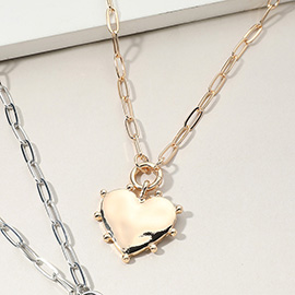 Heart Pendant Paperclip Chain Necklace