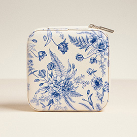 Flower Pattern Portable Square Jewelry Box