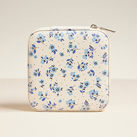 Flower Pattern Portable Square Jewelry Box
