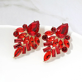 Marquise Baguette Stone Cluster Evening Earrings