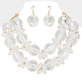 Oversized Acrylic Ball Beaded Double Layered Statement Necklace