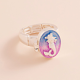 Enamel Mermaid Locket Stretch Ring