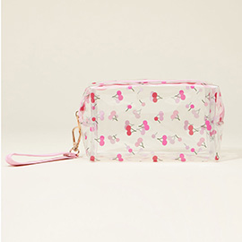 Cherry Pattern Transparent Cosmetic Pouch Bag