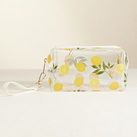 Lemon Pattern Transparent Cosmetic Pouch Bag