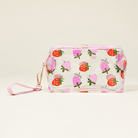 Strawberry Pattern Transparent Cosmetic Pouch Bag