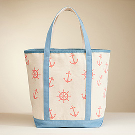 Anchor Wheel Printed Tote Bag