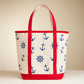 Anchor Wheel Printed Tote Bag