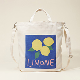 Limone Printed Top Handle Canvas Bag / Crossbody Bag