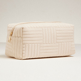 Grid Pattern Cosmetic Pouch Bag