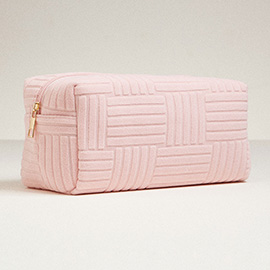 Grid Pattern Cosmetic Pouch Bag