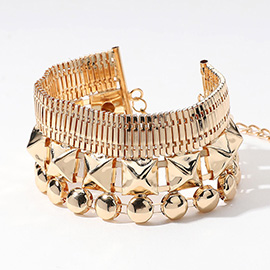 Abstract Metal Wide Bracelet