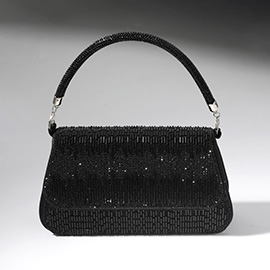 Rhinestone Bar Beads Studded Top Handle Evening Bag / Crossbody Bag