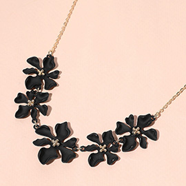 Colored Metal Flower Link Necklace