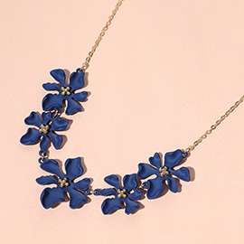 Colored Metal Flower Link Necklace