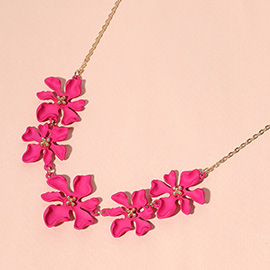 Colored Metal Flower Link Necklace