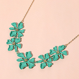 Colored Metal Flower Link Necklace