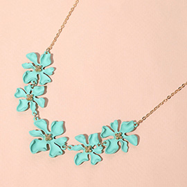 Colored Metal Flower Link Necklace