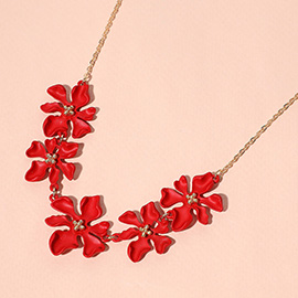 Colored Metal Flower Link Necklace