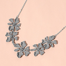 Colored Metal Flower Link Necklace