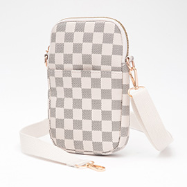 Faux Leather Checkered Mini Crossbody Bag