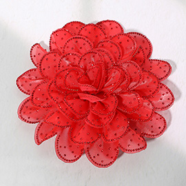 Bling Studded Fabric Flower Brooch / Hair Clip