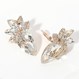 Marquise Stone Cluster Evening Clip On Earrings