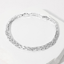 SECRET BOX_3-Row Baguette Stone Cluster Evening Bracelet