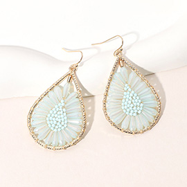 Faceted Beaded Teardrop Flower Dangle Earrings